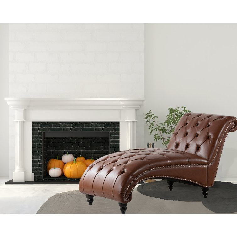 Tufted leather chaise lounge hot sale